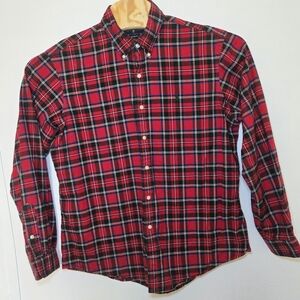 Ralph Lauren Custom Fit Button Down Shirt Tartan Plaid Red Green Mens Size XL